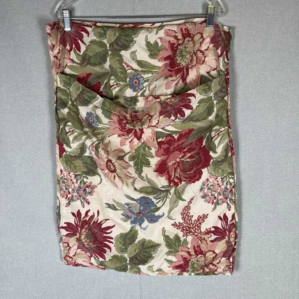 Pottery Barn Marla Floral Linen Cotton Sham Pink Red Cottage English Garden
